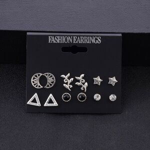 **SIOBHAN* 12-Pc Silver Stud Fashion Earring Set